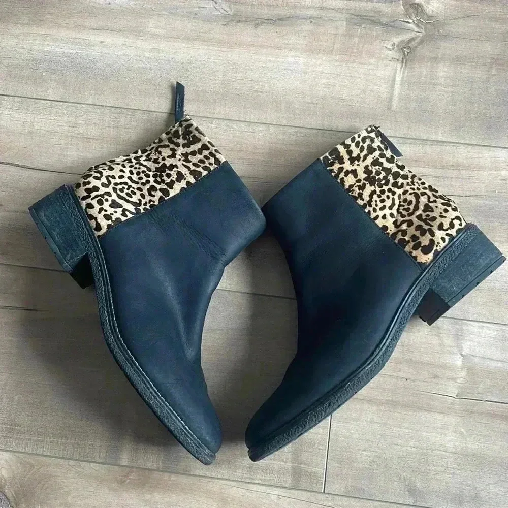 Sperry Women's Maya Belle Leopard Print Chelsea Leather Boots Sz 9